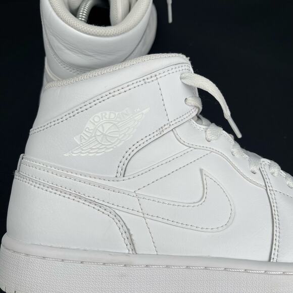 Nike Air Jordan 1 Mid Triple White Men Size 9.5 Leather Sneaker main image 8